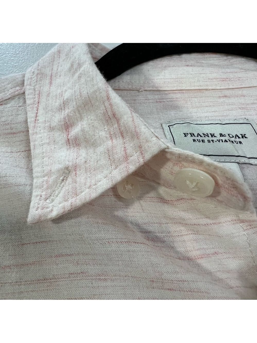 Frank and Oak marled cotton button down shirt pink white M - Picture 8 of 12